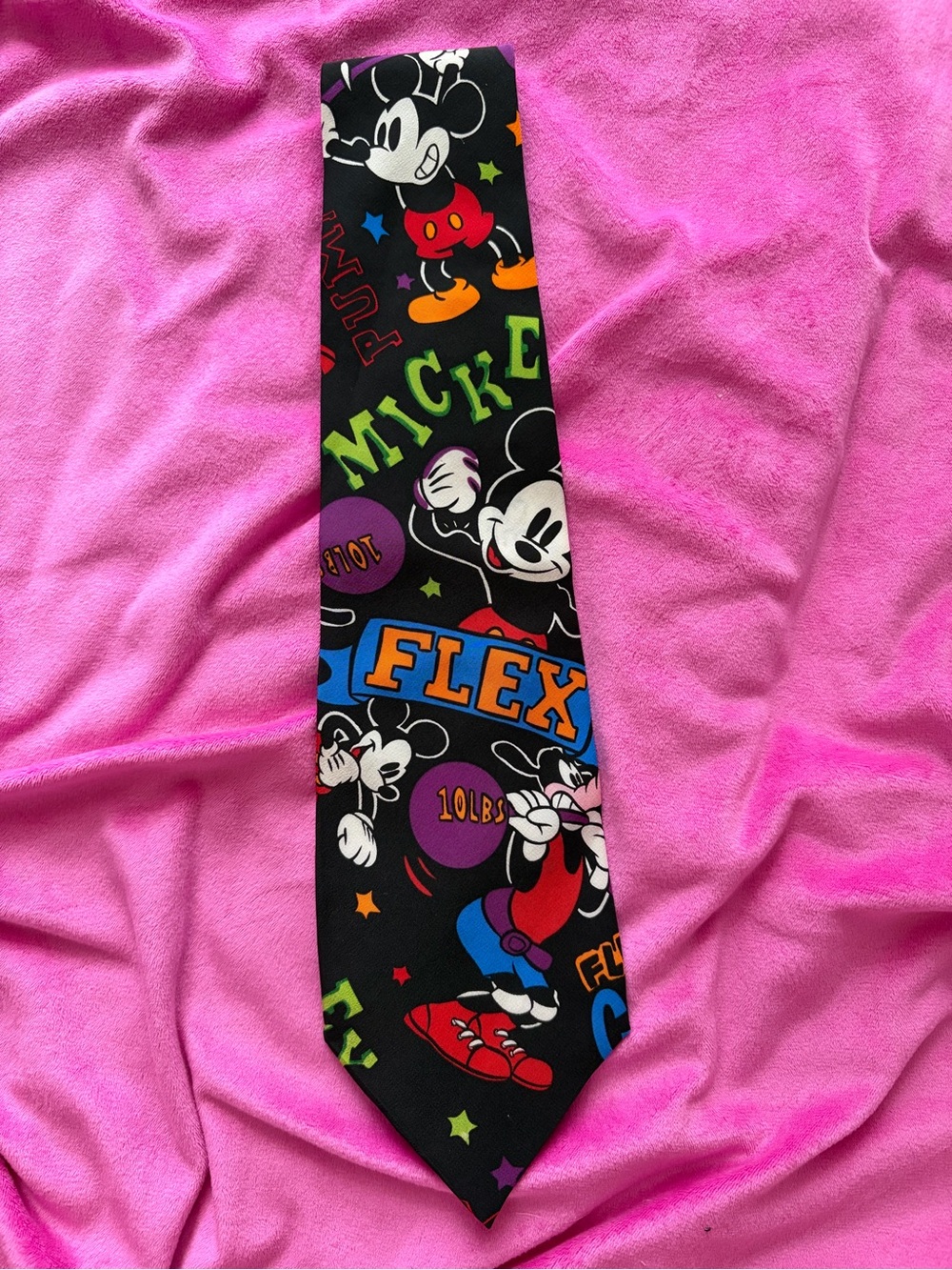 Vintage Disney Classic Gym Mickey & Goofy Silk Tie